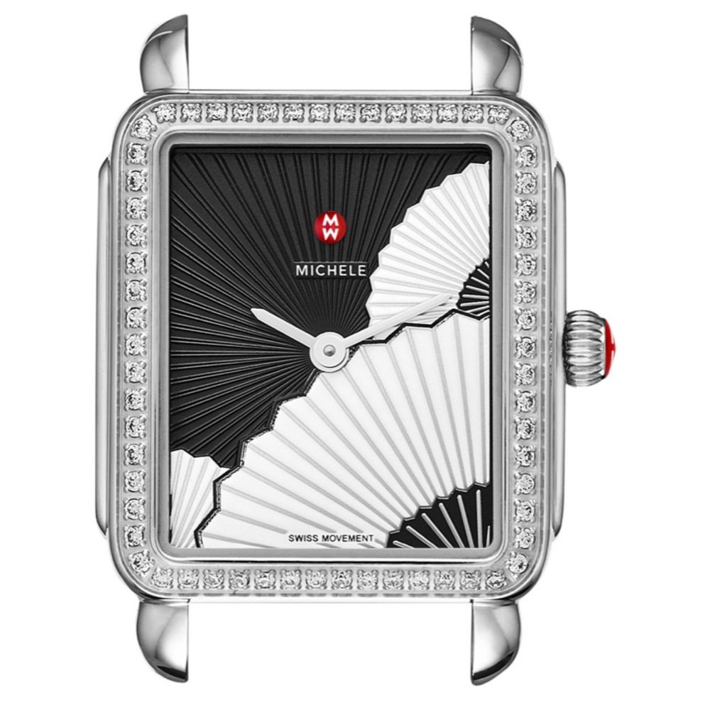 Michele Deco Diamond Watch with Leather Strap